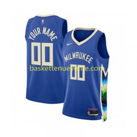 Maillot Basket Milwaukee Bucks Personnalisé Nike City Edition 2022-2023 Bleu Swingman - Homme